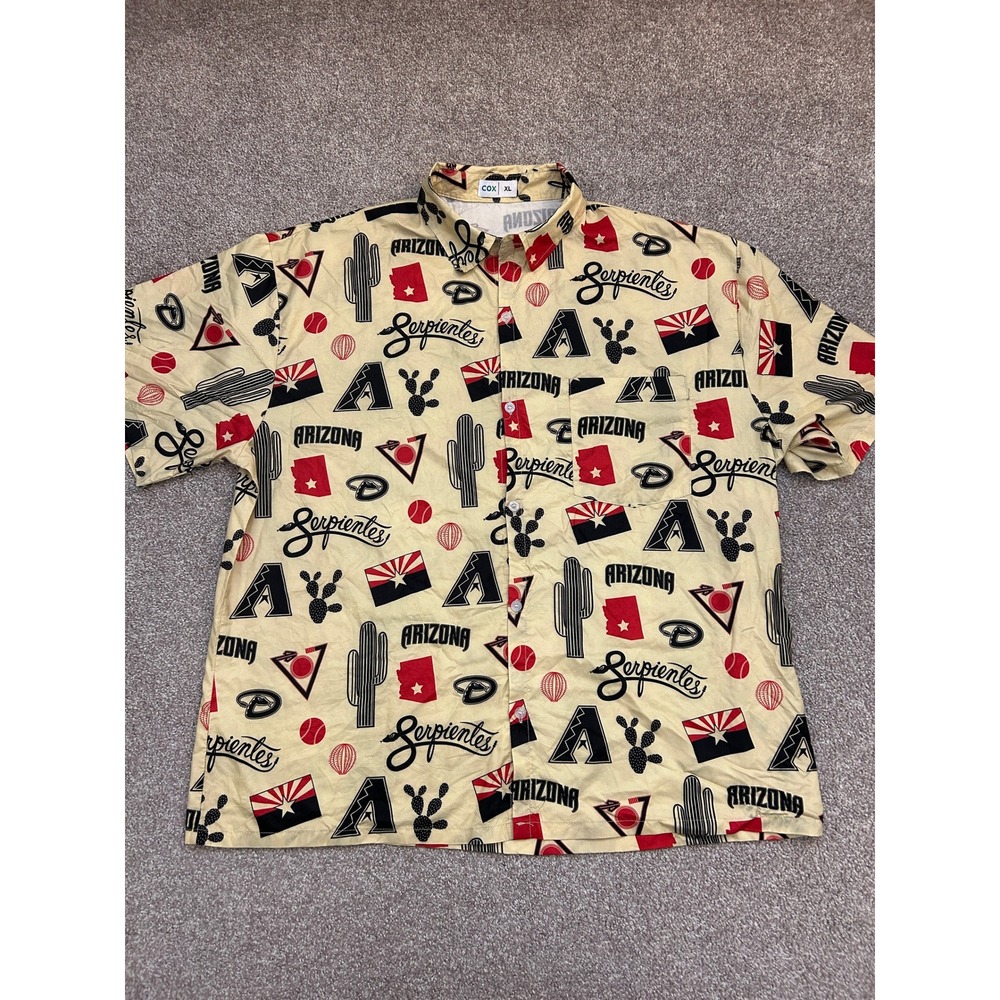 Cox Arizona Diamondbacks Serpientes Shirt Mens XL Tan Excellent Short Sleeve
